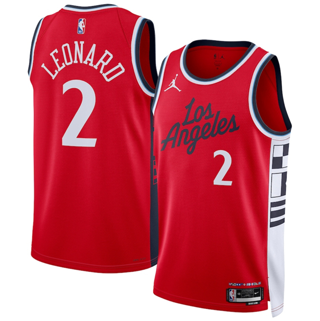 Youth Los Angeles Clippers #2 Kawhi Leonard Red 2024/25 Statement Edition Stitched Jersey